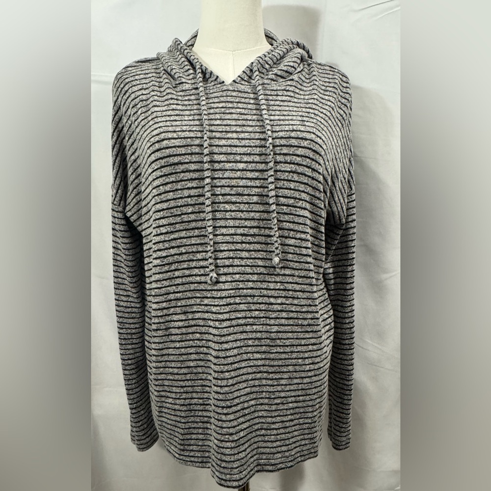 Lucky Brand Black and Gray Striped Hoodie size medium